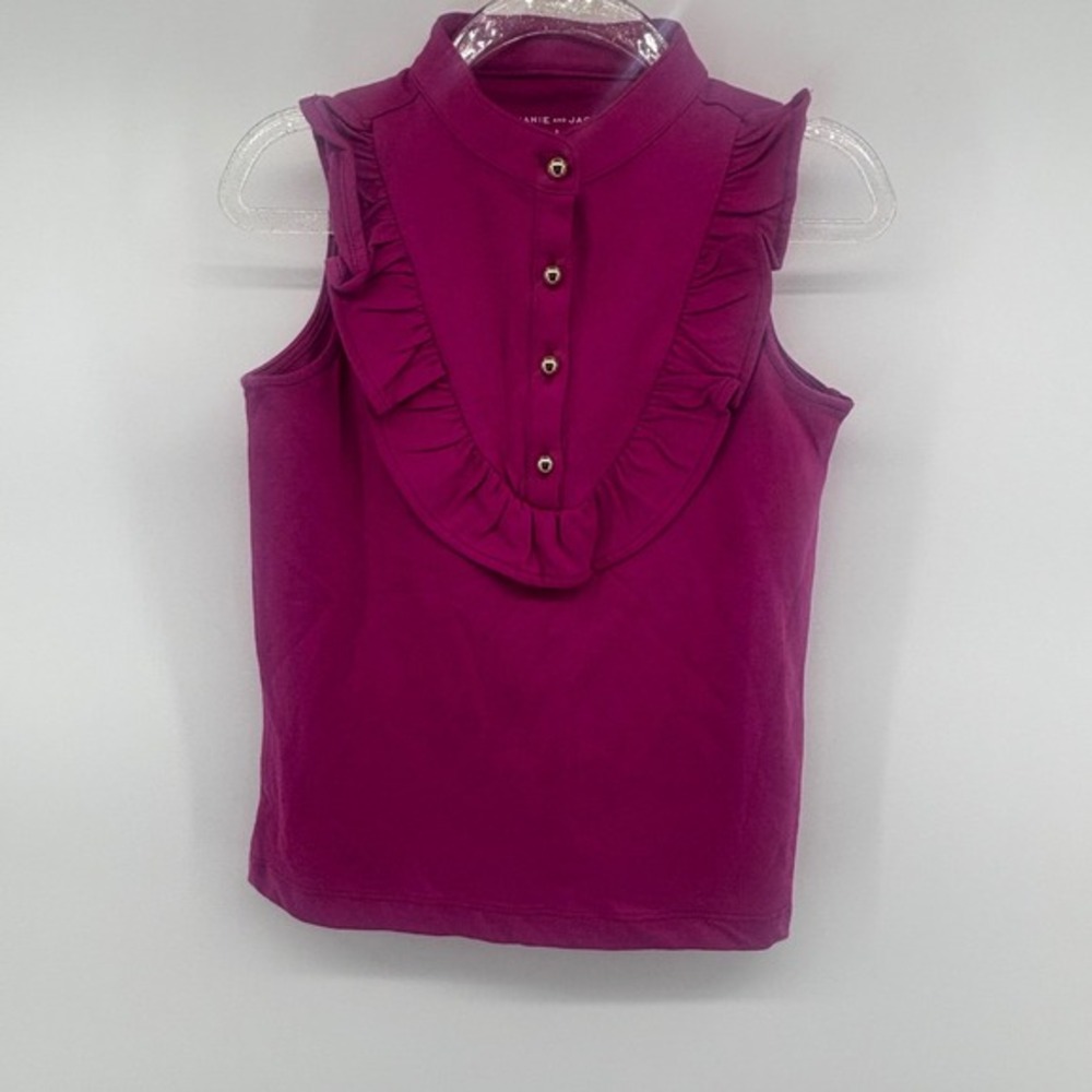 Janie and Jack Girls Pink Ruffle Bib Mock‎ Neck Sleeveless Top Size 5 NWT